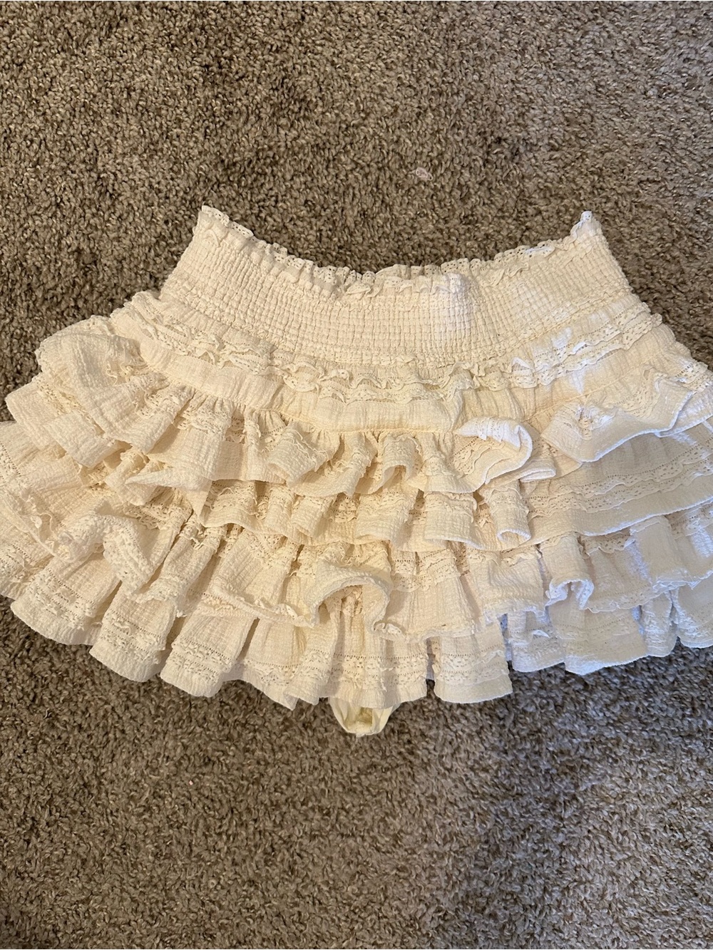 The Vintage Shop Cream Ruffled Tiered Mini Skirt
